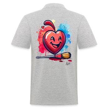 A brush, a smile and a heart for art - Men's Polo Shirt - heather grey - Back - Kai (181cm)