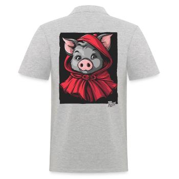 Le conte de fées du Petit Cochon Chaperon Rouge - Polo Homme - gris chiné - Dos - Kai (181cm)