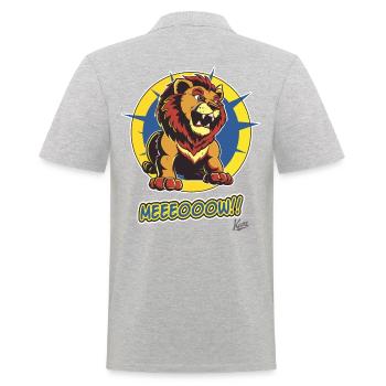 Big Lion Cat Pet Kitten, Meow - Men's Polo Shirt - heather grey - Back - Kai (181cm)