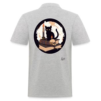 Zauberbuch und Schwarze Katze: Lesen und Bücher - Männer Poloshirt - Grau meliert - Hinten - Kai (181cm)