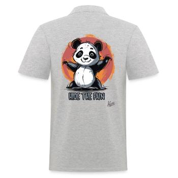 Hide the Pain: Cute Suffering Panda - Men's Polo Shirt - heather grey - Back - Kai (181cm)