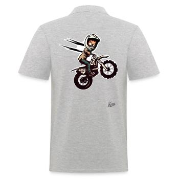 Super jump crazy motocross rider - Men's Polo Shirt - heather grey - Back - Kai (181cm)