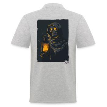 Dark Grim Reaper with Oil Lamp - Men's Polo Shirt - heather grey - Back - Kai (181cm)