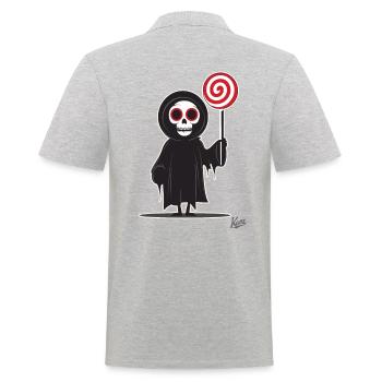 Faucheuse tenant une sucette géante - Polo Homme - gris chiné - Dos - Kai (181cm)