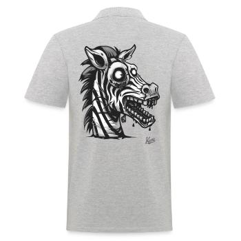 Müdes Krankes komisch lustiges Zombie Zebra - Männer Poloshirt - Grau meliert - Hinten - Kai (181cm)
