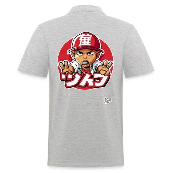 Hip Hop Frieden Zeichen - Männer Poloshirt - Grau meliert - Hinten - Kai (181cm)