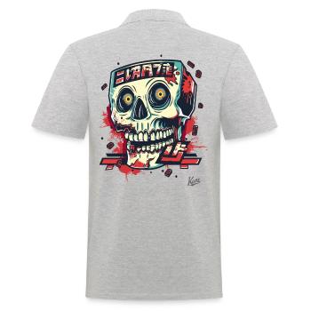 Crazy Extreme Street Art Cool Crâne - Polo Homme - gris chiné - Dos - Kai (181cm)