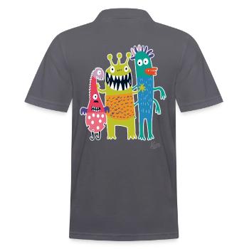 Drei lustige kleine freche Monster - Männer Poloshirt - Anthrazit - Hinten - Nico (186cm)