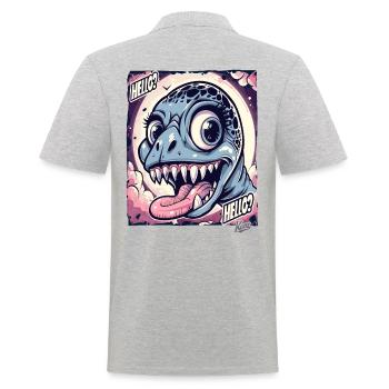 Dragon Dinosaure Dino dit bonjour - Polo Homme - gris chiné - Dos - Kai (181cm)