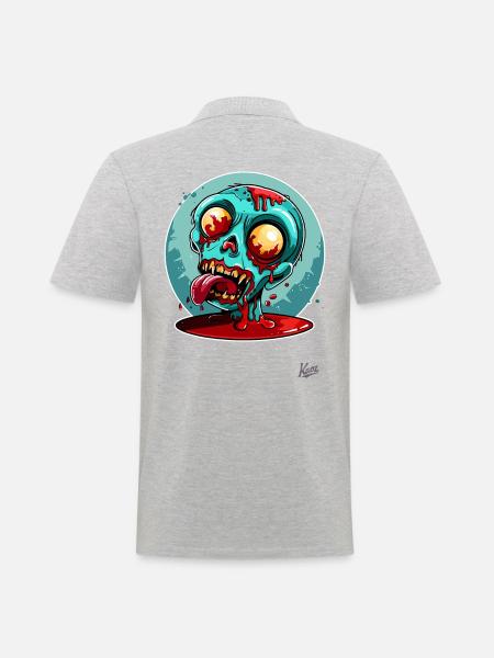 Lazy Zombie Ketchup Face - Men's Polo Shirt - heather grey