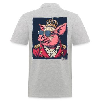 The Cool Pig King: King of the Pigs - Men's Polo Shirt - heather grey - Back - Kai (181cm)
