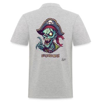 Pirate Zombie Français : Excuse Moi - Polo Homme - gris chiné - Dos - Kai (181cm)