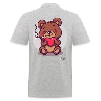Cute lucky bear smoking relaxed with heart - Men's Polo Shirt - heather grey - Back - Kai (181cm)