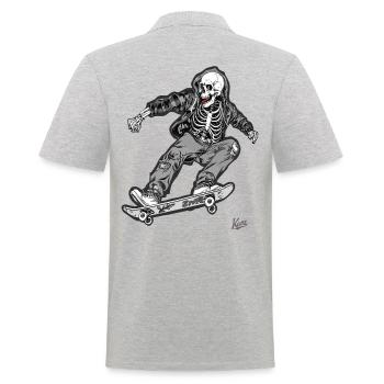 Skateur sale et méchant avec un crâne - Polo Homme - gris chiné - Dos - Kai (181cm)