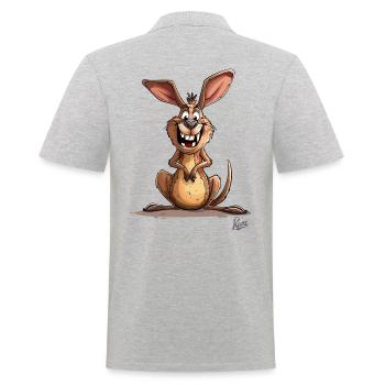 Lustige Schiefe Zähne: Das verrückte Känguru - Männer Poloshirt - Grau meliert - Hinten - Kai (181cm)