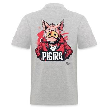 A-Kira : Parodie de film d’animation des années 90 – Pig the Pigira - Polo Homme - gris chiné - Dos - Kai (181cm)