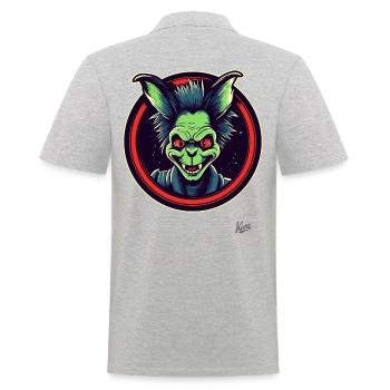 Kleiner frecher Kobold - Männer Poloshirt - Grau meliert - Hinten - Kai (181cm)