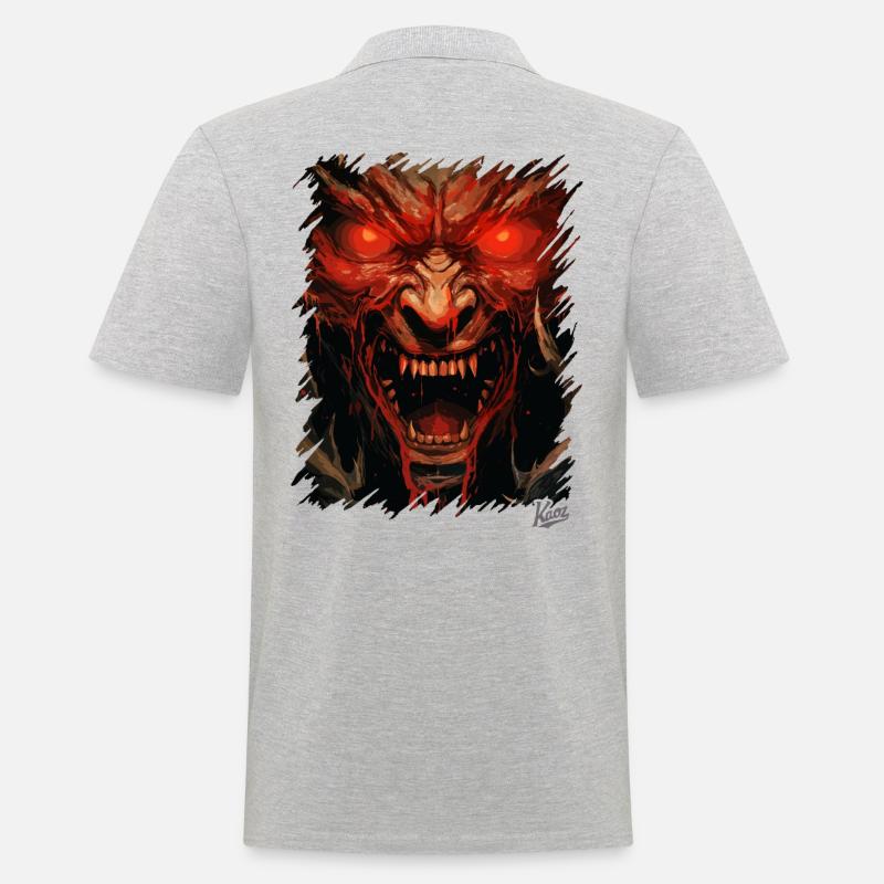 Evil Devil’s Eyes : Monstre Satan - Polo Homme - gris chiné