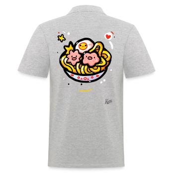 Kawaii Ramen Suppe - Männer Poloshirt - Grau meliert - Hinten - Kai (181cm)