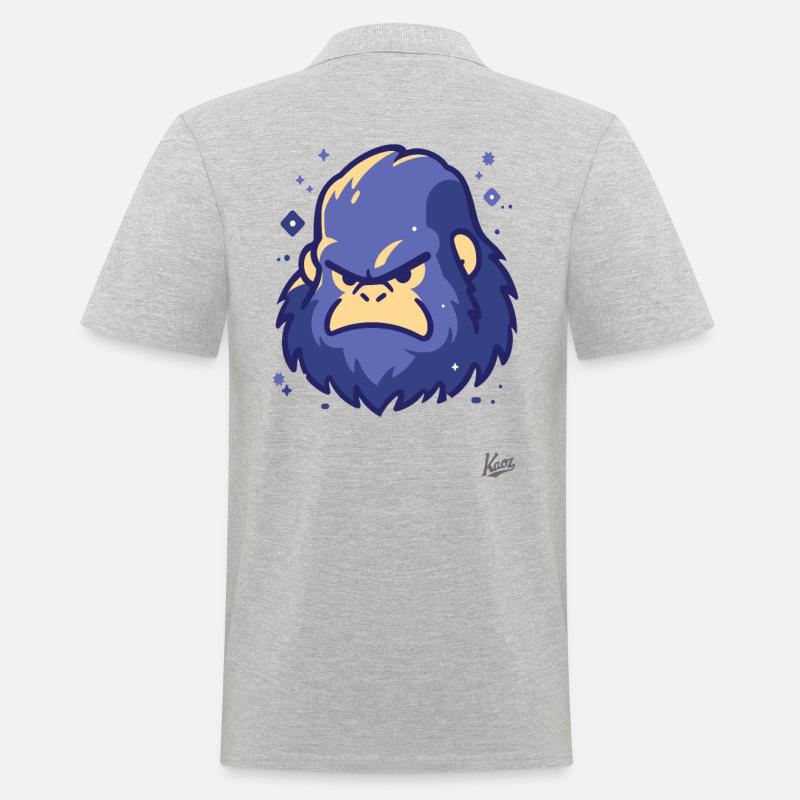 Der coole, blaue Yeti-Sasquatch - Männer Poloshirt - Grau meliert