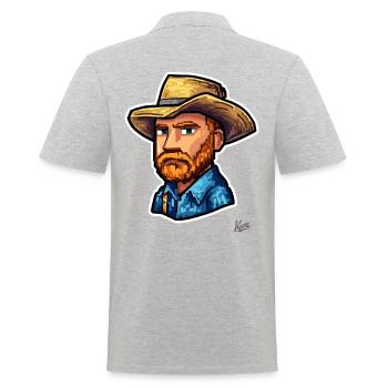 Van Funny Gogh: Pixel Painter Vincent with Hat - Men's Polo Shirt - heather grey - Back - Kai (181cm)