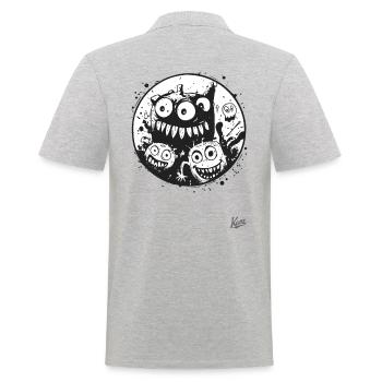 Ink and funny monsters - Men's Polo Shirt - heather grey - Back - Kai (181cm)