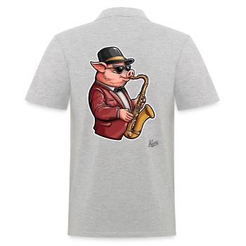 Jazz trumpets at their finest, saxophone pig - Men's Polo Shirt - heather grey - Back - Kai (181cm)