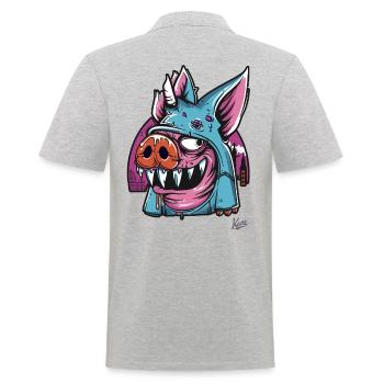Funny Quasi-Modo: The Cartoon Pig of Notre - Men's Polo Shirt - heather grey - Back - Kai (181cm)