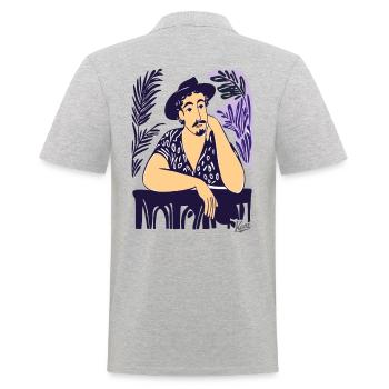 Vintage Man at the Table – Contemporary Art - Men's Polo Shirt - heather grey - Back - Kai (181cm)