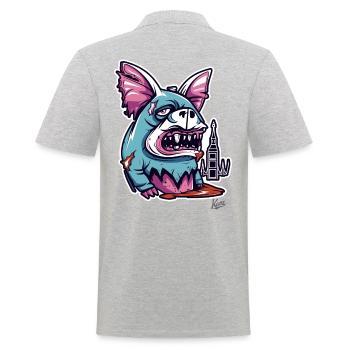 Monster-Kreatur - Männer Poloshirt - Grau meliert - Hinten - Kai (181cm)