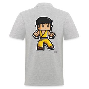 Yellow Tracksuit: Pixel Kung Fu Lee - Men's Polo Shirt - heather grey - Back - Kai (181cm)