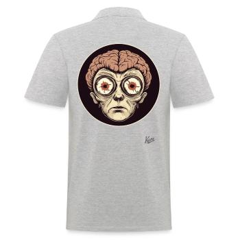 Portrait effrayant avec de grands yeux et un cerveau - Polo Homme - gris chiné - Dos - Kai (181cm)