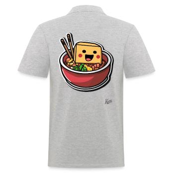 Ramen au tofu pixel super drôle - Polo Homme - gris chiné - Dos - Kai (181cm)