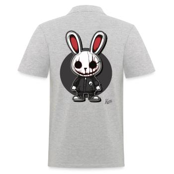 Lapin crâne de dessin animé effrayant - Polo Homme - gris chiné - Dos - Kai (181cm)