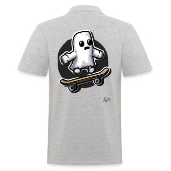 Funny Skateboard Ghost - Men's Polo Shirt - heather grey - Back - Kai (181cm)