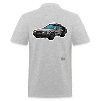 Lorean De, The Future Is Back - Men's Polo Shirt - heather grey - Back - Kai (181cm)