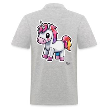 Lustiger und süßer Pixel-Einhorn-Regenbogen - Männer Poloshirt - Grau meliert - Hinten - Kai (181cm)
