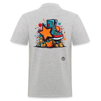 Funky Urbanes Natur-Hiking Design - Männer Poloshirt - Grau meliert - Hinten - Kai (181cm)