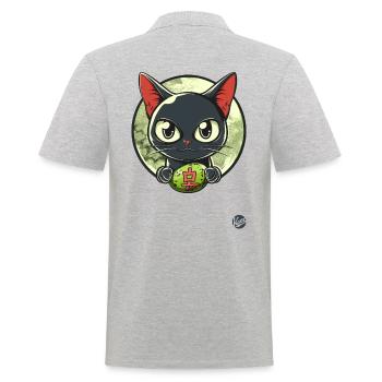 Chat gris japonais - Polo Homme - gris chiné - Dos - Kai (181cm)