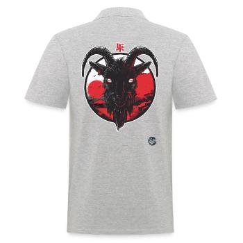 eine schwarze Ziege - Männer Poloshirt - Grau meliert - Hinten - Kai (181cm)