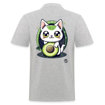 Avocato: Die süßeste Katze trifft Avocado - Männer Poloshirt - Grau meliert - Hinten - Kai (181cm)