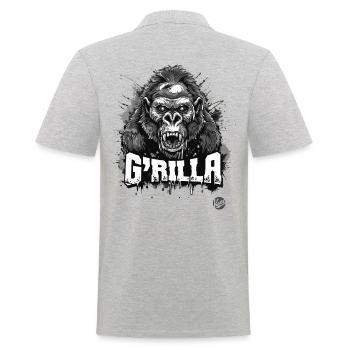 Super Angry Zombie Gorilla - Men's Polo Shirt - heather grey - Back - Kai (181cm)