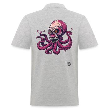 Zombie Octopus Kraken Skull - Men's Polo Shirt - heather grey - Back - Kai (181cm)