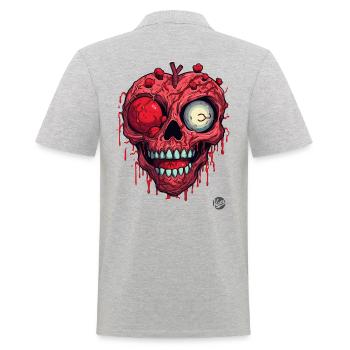 Zombi Skull Heart - Men's Polo Shirt - heather grey - Back - Kai (181cm)