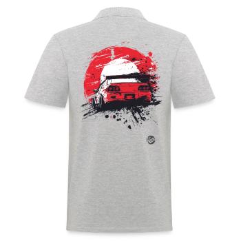 Drapeau japonais de la voiture de course JDM de la vieille école - Polo Homme - gris chiné - Dos - Kai (181cm)