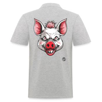 Cochon blanc effrayant psycho horreur - Polo Homme - gris chiné - Dos - Kai (181cm)