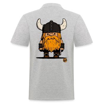 Kleiner Gnom Krieger Wikinger - Männer Poloshirt - Grau meliert - Hinten - Kai (181cm)