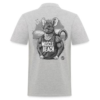 Retro Bodybuilder Muskel Strand Ratte - Männer Poloshirt - Grau meliert - Hinten - Kai (181cm)