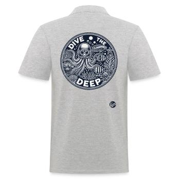 Deep Sea Design "Dive into the Deep" Underwater - Men's Polo Shirt - heather grey - Back - Kai (181cm)