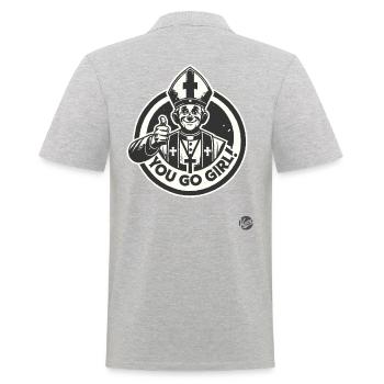 Der Glaube ist mit dir, du schaffst das, Mädchen! - Männer Poloshirt - Grau meliert - Hinten - Kai (181cm)